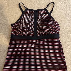 Lands End high neck tankini in a pink print. Size 12 D